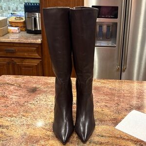 Elegant Brown Leather Knee-High Boots